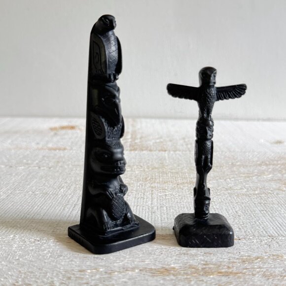 Set of Two Vintage Totem Pole Figurines - Picture 1 of 9